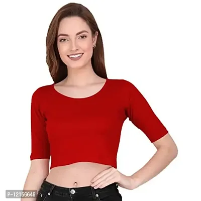 THE BLAZZE 1055 Crop Tops for Women (Large, Red)-thumb1