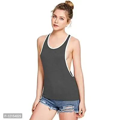 THE BLAZZE Women's Sleeveless Loose Fit Racerback Yoga Workout Tank Top (XXL, Charcoal Melange)