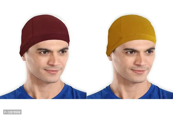 THE BLAZZE Cotton Helmet Cap (Maroon+Mustard Yellow)