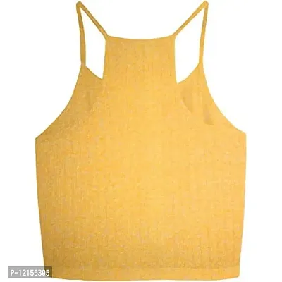 THE BLAZZE 1002 Women's Sleeveless Crop Tops Sexy Strappy Tees (Medium(32""-34""), P - Mustard Yellow)-thumb2