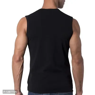THE BLAZZE Mens Slim Fit Crew Neck Sleeveless T-Shirt (Medium, Black)-thumb4