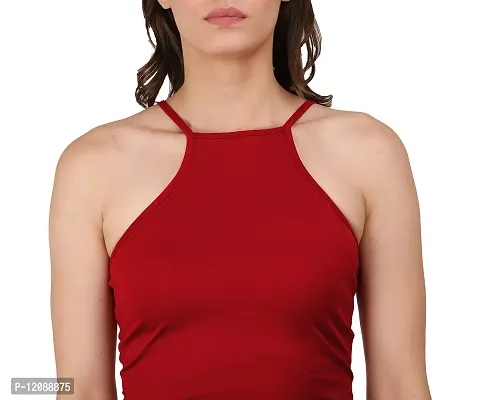 AD2CART A1586 Women's Lycra Square Neck Stretchy Casual Solid Sleeveless Crop Top-thumb4