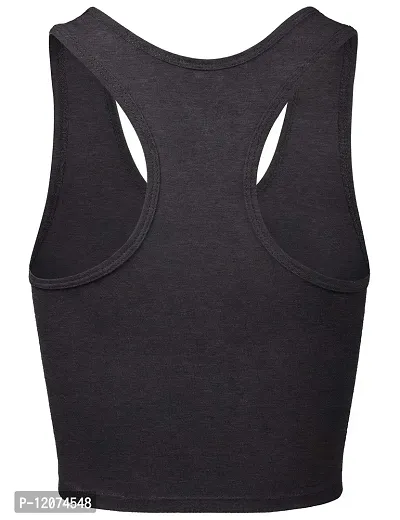 THE BLAZZE Women's Cotton Racerback Basic Crop Tank Tops (XX-Large, Charcoal Melange)-thumb3