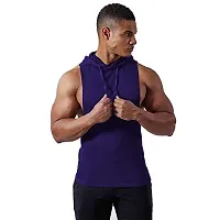 THE BLAZZE 0054 Men's Hooded Tank Tops Muscle Gym Bodybuilding Vest Fitness Workout Train Stringers-thumb1
