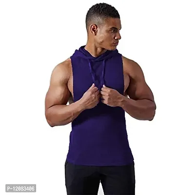 THE BLAZZE 0054 Men's Hooded Tank Tops Muscle Gym Bodybuilding Vest Fitness Workout Train Stringers-thumb2