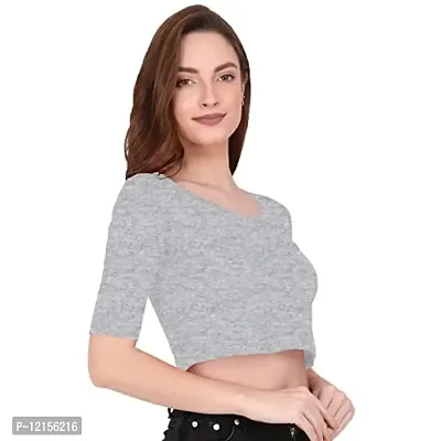 THE BLAZZE 1055 Crop Top for Women (Small, Grey)-thumb6