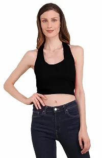 The BLAZZE 1380 Women's Basic Sexy Solid Backless Halter Neck Slim Fit Sleeveless Crop Top for Women-thumb2