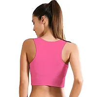 THE BLAZZE Women's Basic Sexy Strappy Sleeveless Racerback Camisole Crop Top (Large, Light Pink)-thumb1