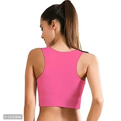 THE BLAZZE Women's Basic Sexy Strappy Sleeveless Racerback Camisole Crop Top (Large, Light Pink)-thumb2