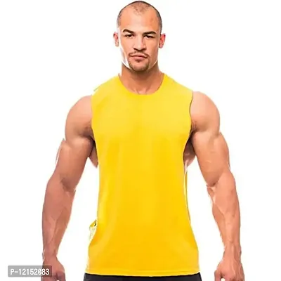 THE BLAZZE Men's Gym Tank Gym Stringer Gym Tank Stringer Bodybuilding Tank Tops Gym Vest Muscle Tee for Men (Small(36rdquo;/90cm - Chest), Yellow)