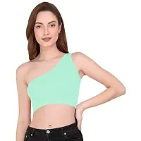 THE BLAZZE Women's Sleeveless Crop Tops Sexy Strappy Tees (L, Aqua)-thumb3