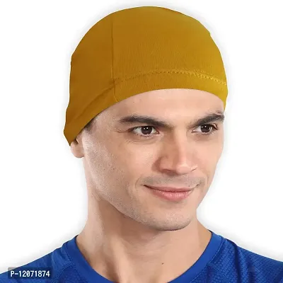 THE BLAZZE Cotton Helmet Cap (Mustard Yellow+Mustard Yellow)-thumb2