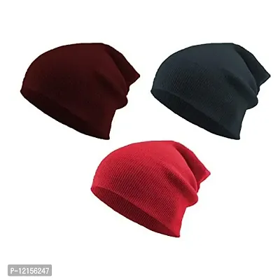 THE BLAZZE 2015 Winter Beanies Caps for Men and Women (3, Maroon,Navy,Pink)