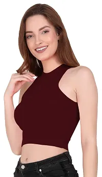 THE BLAZZE 1025 Crop Top for Women (Small, Maroon)-thumb2