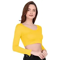 THE BLAZZE 1109 Sexy Women's Full Sleeve Tank Crop Tops Bustier Bra Vest Shorts Crop Top Bralette Blouse Top for Women (Small, Yellow)-thumb3