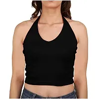 AD2CART A1592 Women's Casual Stretchy V Halter Neck Sleeveless Crop Tops for Women (XS, Color_01)-thumb3