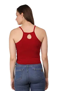 AD2CART A1586 Women's Lycra Square Neck Stretchy Casual Solid Sleeveless Crop Top-thumb1