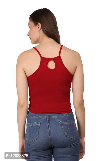 AD2CART A1586 Women's Lycra Square Neck Stretchy Casual Solid Sleeveless Crop Top-thumb2