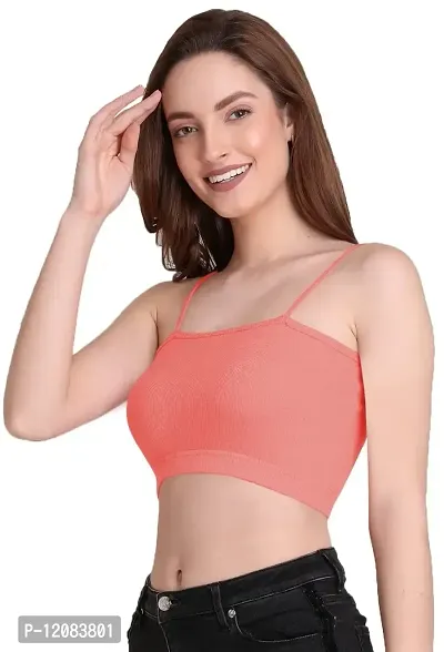 THE BLAZZE 1290 Women's Sleeveless Crop Tops Sexy Strappy Tees (X-Small, Light Pink)