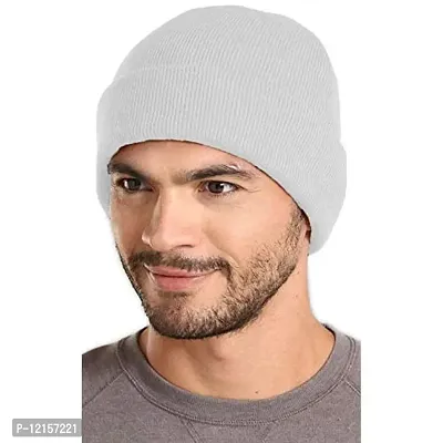 THE BLAZZE 2015 Winter Beanie Cap for Men and Women's (Free Size, White)-thumb3