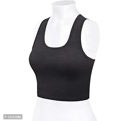 THE BLAZZE Women's Cotton Racerback Basic Crop Tank Tops (Small, Charcoal Melange Charcoal Melange)-thumb5