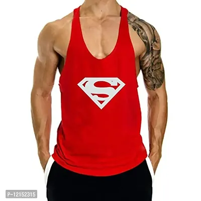 THE BLAZZE Men's S Logo Gym Stringer Tank Top Bodybuilding Athletic Workout Muscle Fitness Vest (Small(36?/90cm - Chest), Red)-thumb0