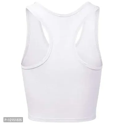 THE BLAZZE Women's Cotton Racerback Basic Crop Tank Tops (XX-Large, White White)-thumb4