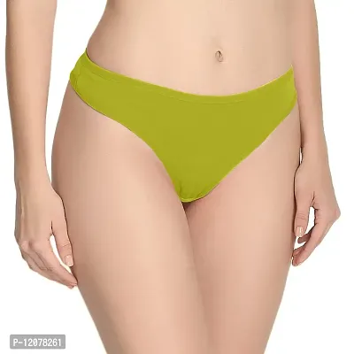 THE BLAZZE Women's Thong Low Rise Sexy Solid G-String Thong Bikini T-String Sexy Lingerie Panties Briefs (Medium(34?/85cm - Chest), Green+White)-thumb2