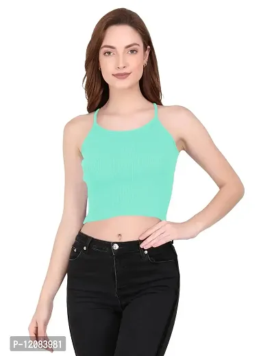 THE BLAZZE 1002 Women's Sleeveless Crop Tops Sexy Strappy Tees (Medium(32""-34""), S - Mint)-thumb3