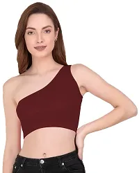 THE BLAZZE Women's Sleeveless Crop Tops Sexy Strappy Tees (Medium, Maroon)-thumb3