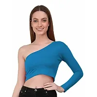 THE BLAZZE 1289 One Shoulder Tops for Women (X-Large, Turquoise Blue)-thumb2