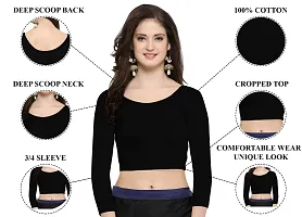 THE BLAZZE 1304 Sexy Women's Cotton Scoop Neck Full Sleeve Tank Crop Tops Bustier Bra Vest Crop Top Bralette Readymade Saree Blouse for Women's-thumb4