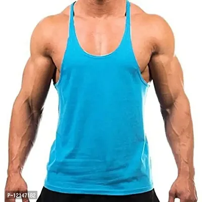 THE BLAZZE Men's Bodybuilding Gym Solid Color Tank Top Stringers-thumb0