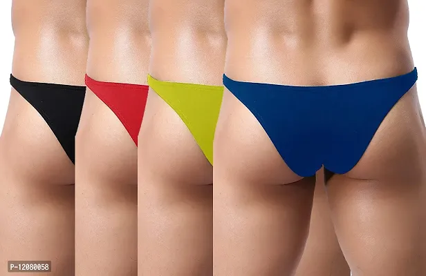 THE BLAZZE Men's Cotton Thongs (Pack of 4) (QW-100_Color May Vary_Large)-thumb2