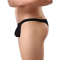 THE BLAZZE Men's Soft Low Rise G-String Underwear Sexy Mid Coverage Back Briefs (X-Large-(38""/95cm), Black)-thumb2