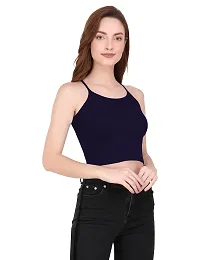 THE BLAZZE 1002 Women's Summer Basic Sexy Strappy Sleeveless Racerback Camisole Crop Top (Large(34”-36"), Q - Navy)-thumb2