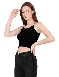 THE BLAZZE 1002 Women's Sleeveless Crop Tops Sexy Strappy Tees (Large(34”-36"), A - Black)-thumb4