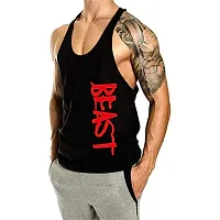 THE BLAZZE Men's Bodybuilding Gym Solid Color Tank Top Stringers (S, Black)-thumb1