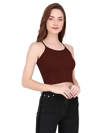 THE BLAZZE 1002 Women's Sleeveless Crop Tops Sexy Strappy Tees (X-Large(36”-38"), P - Brown)-thumb3