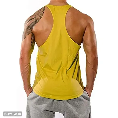 THE BLAZZE Men's Sleeveless T-Shirt Gym Tank Gym Tank Stringer Tank Tops Gym Vest Muscle Tee Gym Vest Vests Men Vest for Men T-Shirt for Men's (Large(38?-40""), B - Beast Yellow)-thumb2