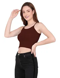 THE BLAZZE 1002 Women's Sleeveless Crop Tops Sexy Strappy Tees (X-Large(36”-38"), P - Brown)-thumb4