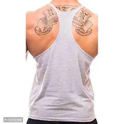 THE BLAZZE Men's Bodybuilding Gym Solid Color Tank Top Stringers (Small, Grey)-thumb3