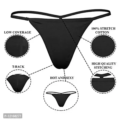 THE BLAZZE 1014 Women's Thong Low Rise Sexy Solid G-String Thong Bikini T-String Sexy Lingerie Panties Briefs (Pack of 2) (M,Color_04)-thumb3