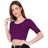 THE BLAZZE 1055 Women's Full Sleeve Crop Tops Sexy Strappy Tees (Small, Violet)-thumb3