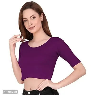 THE BLAZZE 1055 Women's Full Sleeve Crop Tops Sexy Strappy Tees (Small, Violet)-thumb4