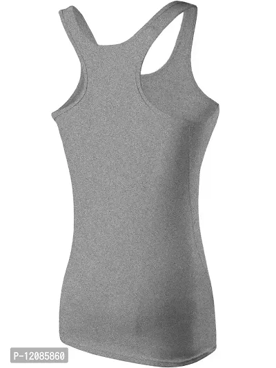 THE BLAZZE Women's Rib Racerback Tank Top (M, Grey)-thumb2