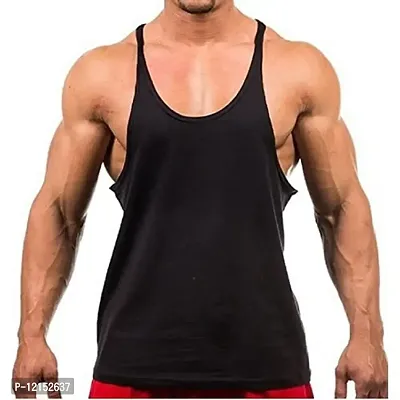 THE BLAZZE Men's Bodybuilding Gym Solid Color Tank Top Stringers (X-Large, Black)