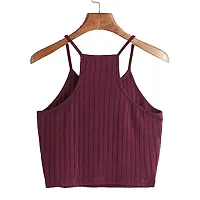 THE BLAZZE Women's Summer Basic Sexy Strappy Sleeveless Racerback Camisole Crop Top (M, Maroon)-thumb2