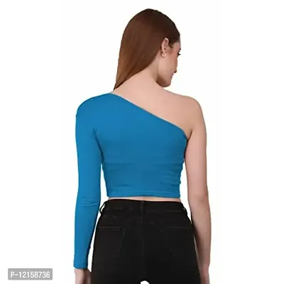 THE BLAZZE 1289 One Shoulder Tops for Women (X-Large, Turquoise Blue)-thumb2