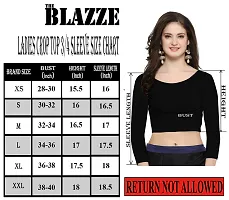 THE BLAZZE 1304 Sexy Women's Cotton Scoop Neck Full Sleeve Tank Crop Tops Bustier Bra Vest Crop Top Bralette Readymade Saree Blouse for Women's-thumb3